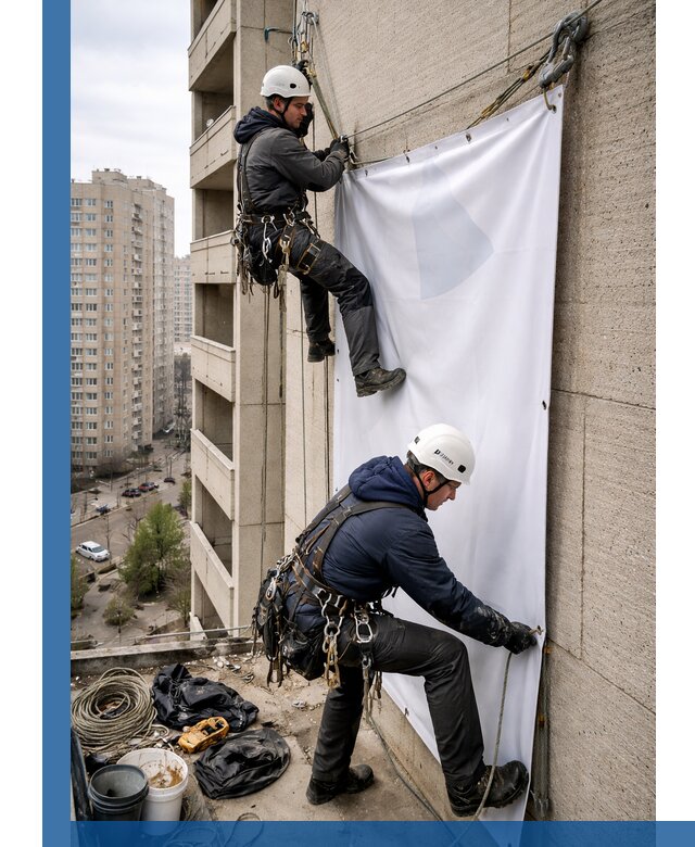 Профессиональный монтаж баннеров на фасаде в Югорске