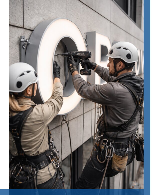 Монтаж световых букв в Югорске от 3063 р. под ключ ВЫСОТНИК-Югр