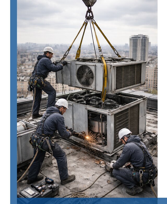 Демонтаж крышной установки в Югорске любой сложности