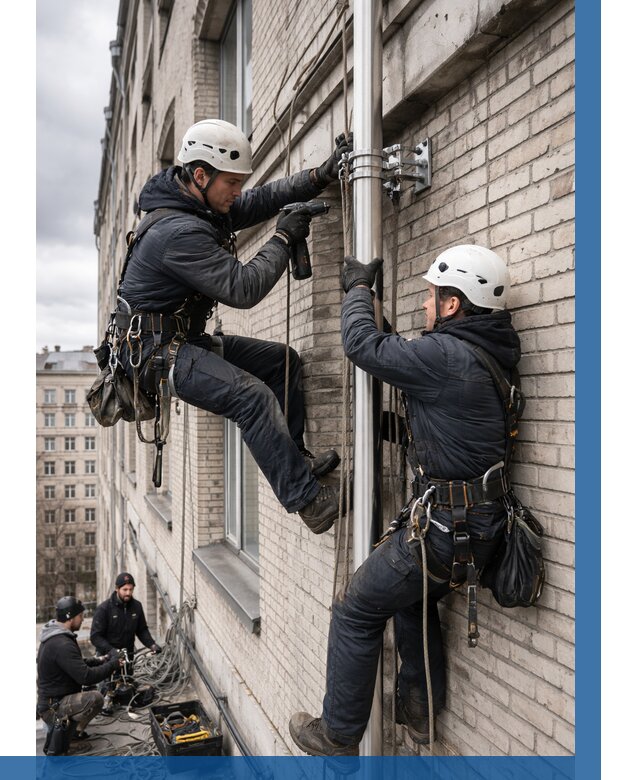 Монтаж флагштока на здании в Югорске от 6637 р. | ВЫСОТНИК-Югр