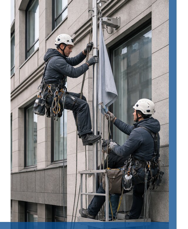 Установка флагов на фасаде в Югорске от 4595 р. | ВЫСОТНИК-Югр