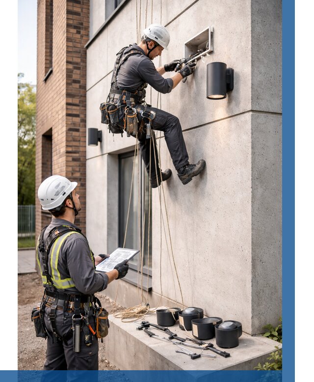 Монтаж фасадного освещения в Югорске от 2553 р. | ВЫСОТНИК-Югр