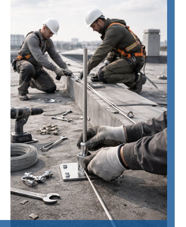 Монтаж молниезащиты на кровле в Югорске цена от 25528 р. | ВЫСОТНИК-Югр