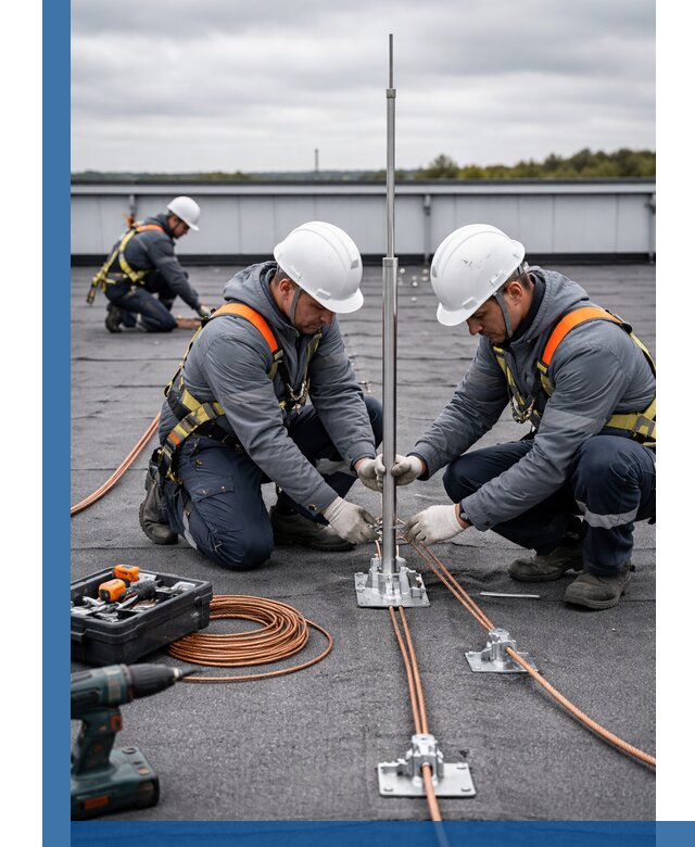 Монтаж молниезащиты на кровле в Югорске под ключ с гарантией