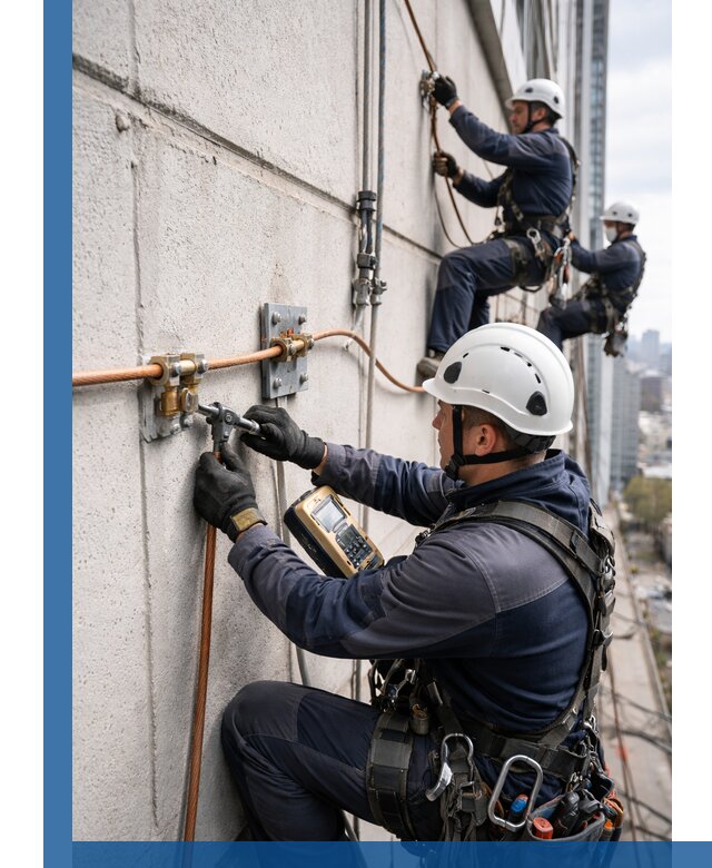 Монтаж системы заземления здания и молниезащиты в Югорске