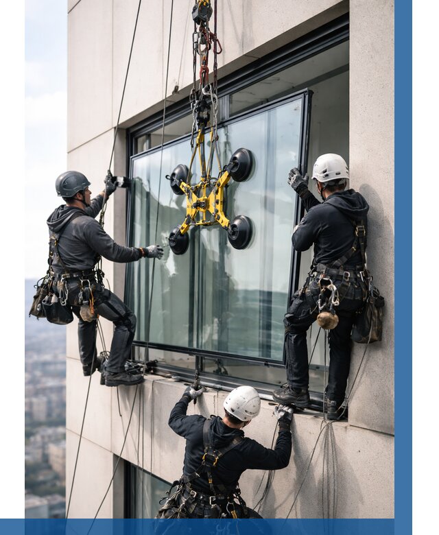 Монтаж стеклопакетов на высоте в Югорске от 3268 р. | ВЫСОТНИК-Югр