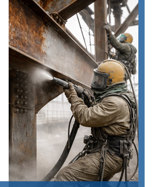 Пескоструйная очистка металлоконструкций в Югорске по 613 р. ВЫСОТНИК-Югр