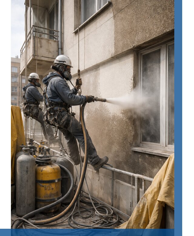 Пескоструйная очистка фасада в Югорске от 664 р. | ВЫСОТНИК-Югр