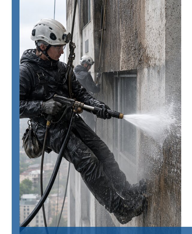 Гидроструйная очистка фасадов и конструкций в Югорске