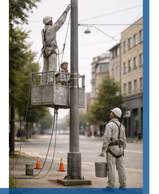 Покраска опор освещения в Югорске от 5106 р. | ВЫСОТНИК-Югр
