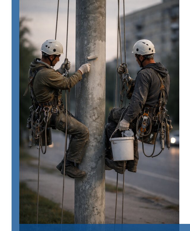 Покраска опор освещения и антикоррозийная защита в Югорске