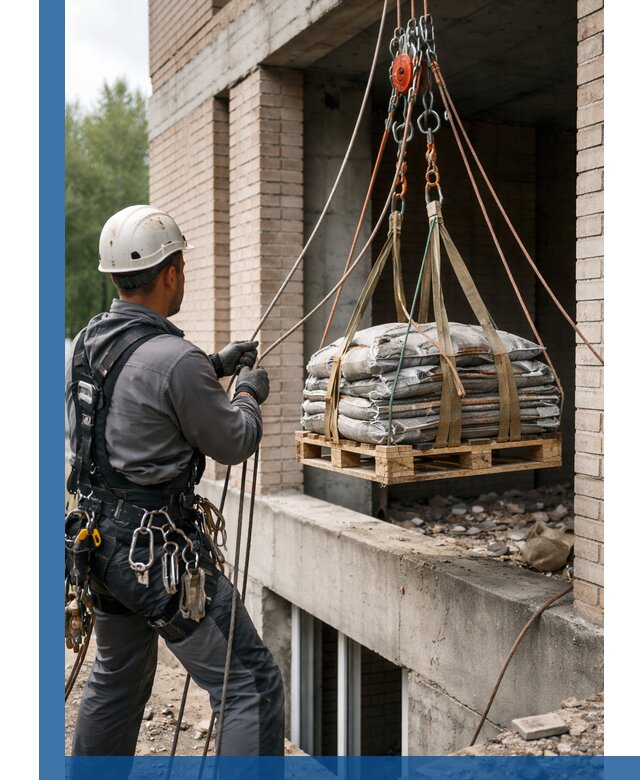 Подъем материалов на этаж веревками в Югорске оперативно