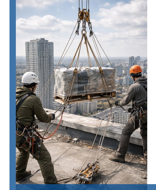 Подъем и монтаж крупногабаритных грузов на крышу в Югорске