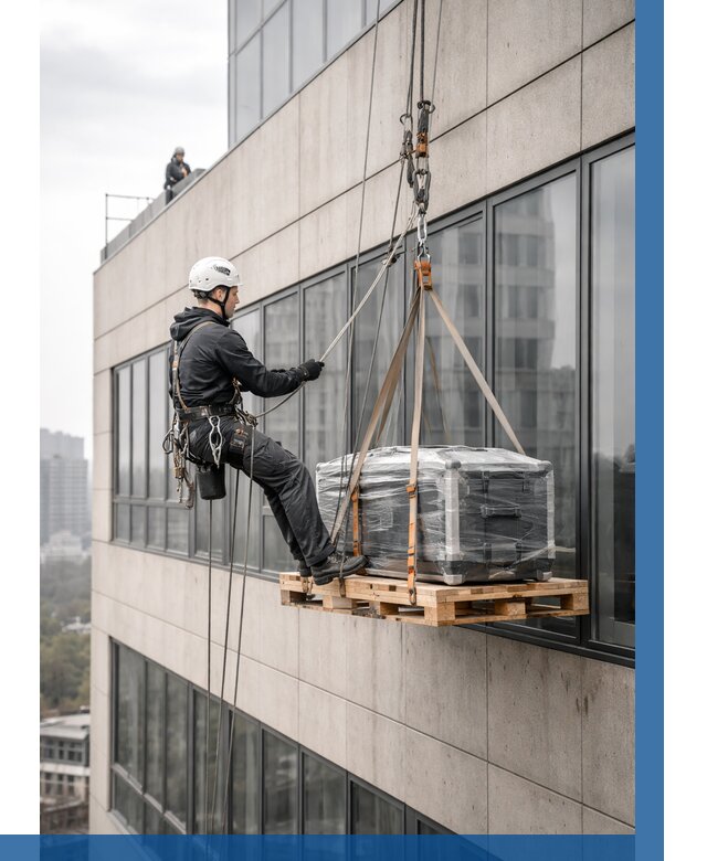 Спуск груза по фасаду в Югорске от 3574 р. | ВЫСОТНИК-Югр