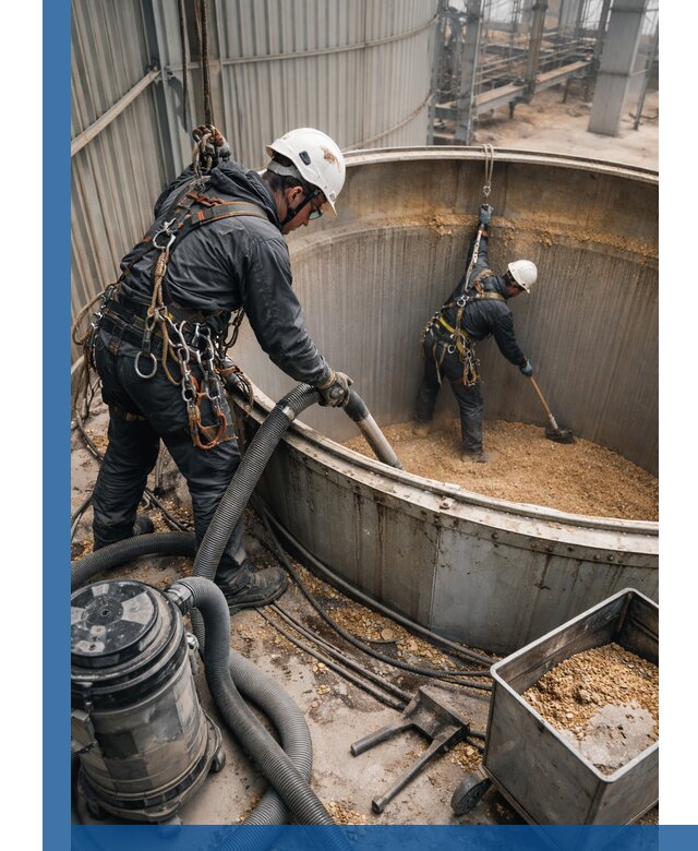 Профессиональная чистка зерновых бункеров в Югорске с выездом