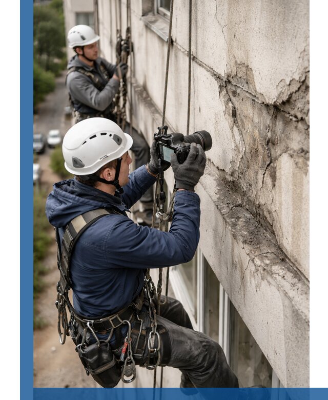 Фотофиксация дефектов фасада с высотной съемкой в Югорске